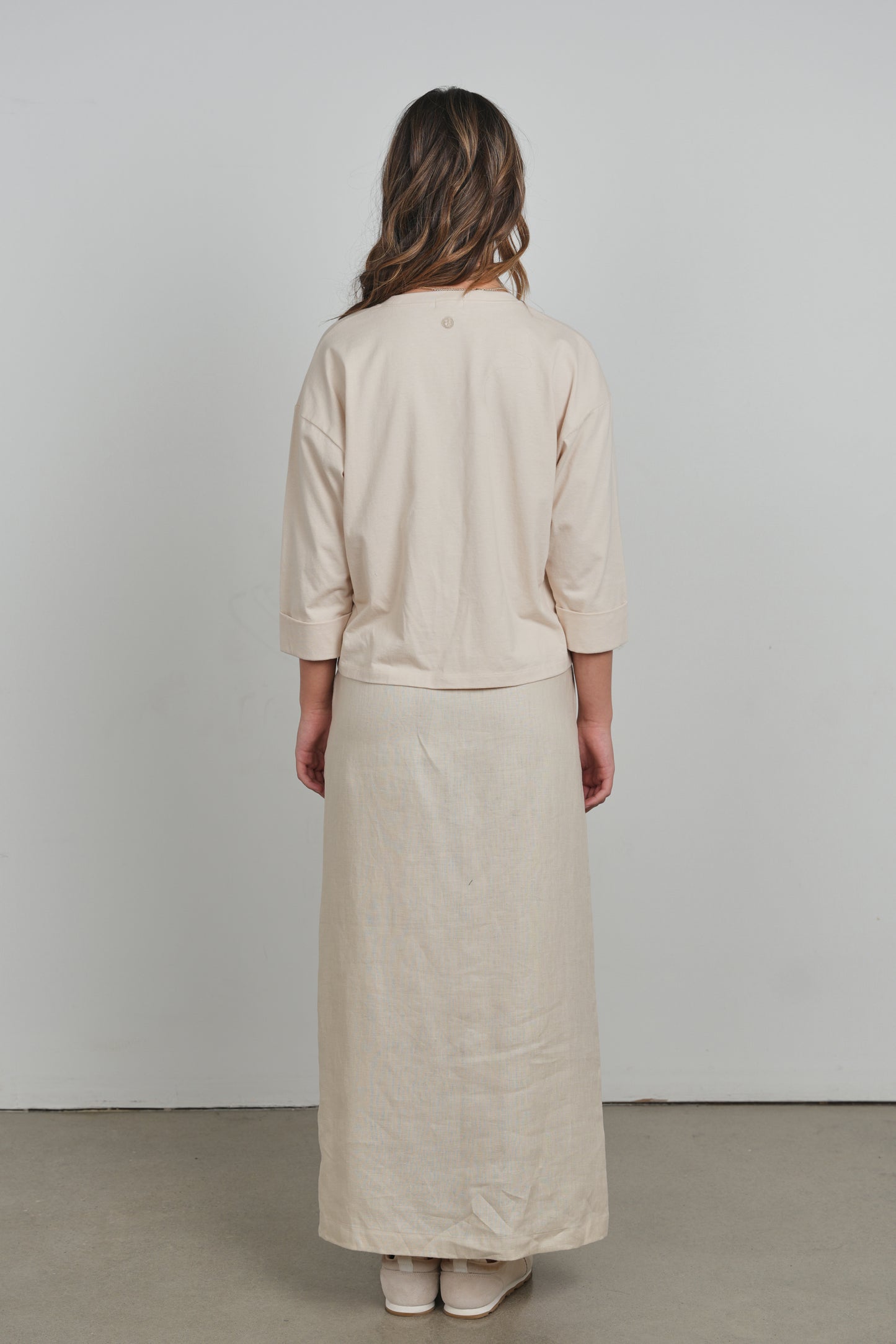 POINT LINEN COLUMN SKIRT