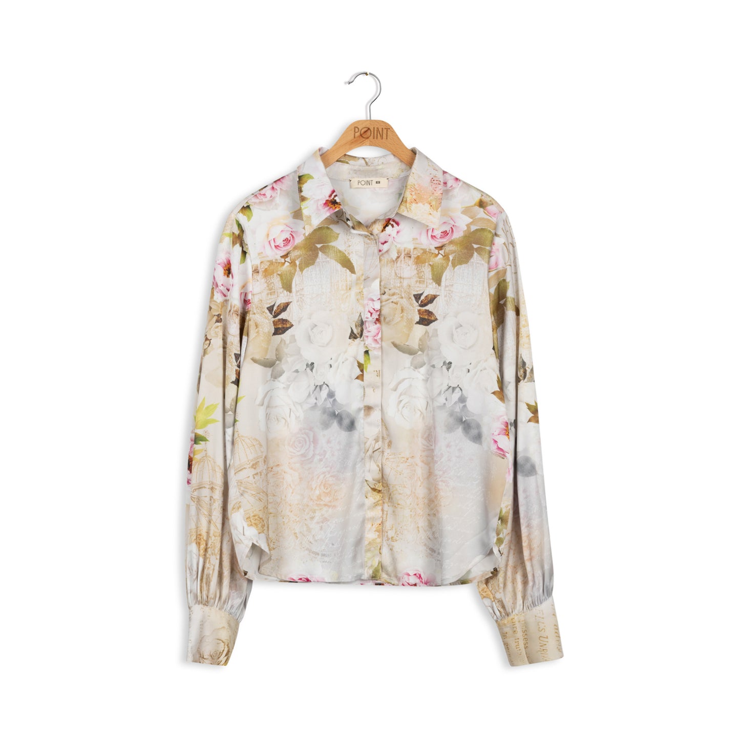 point printed satin blouse