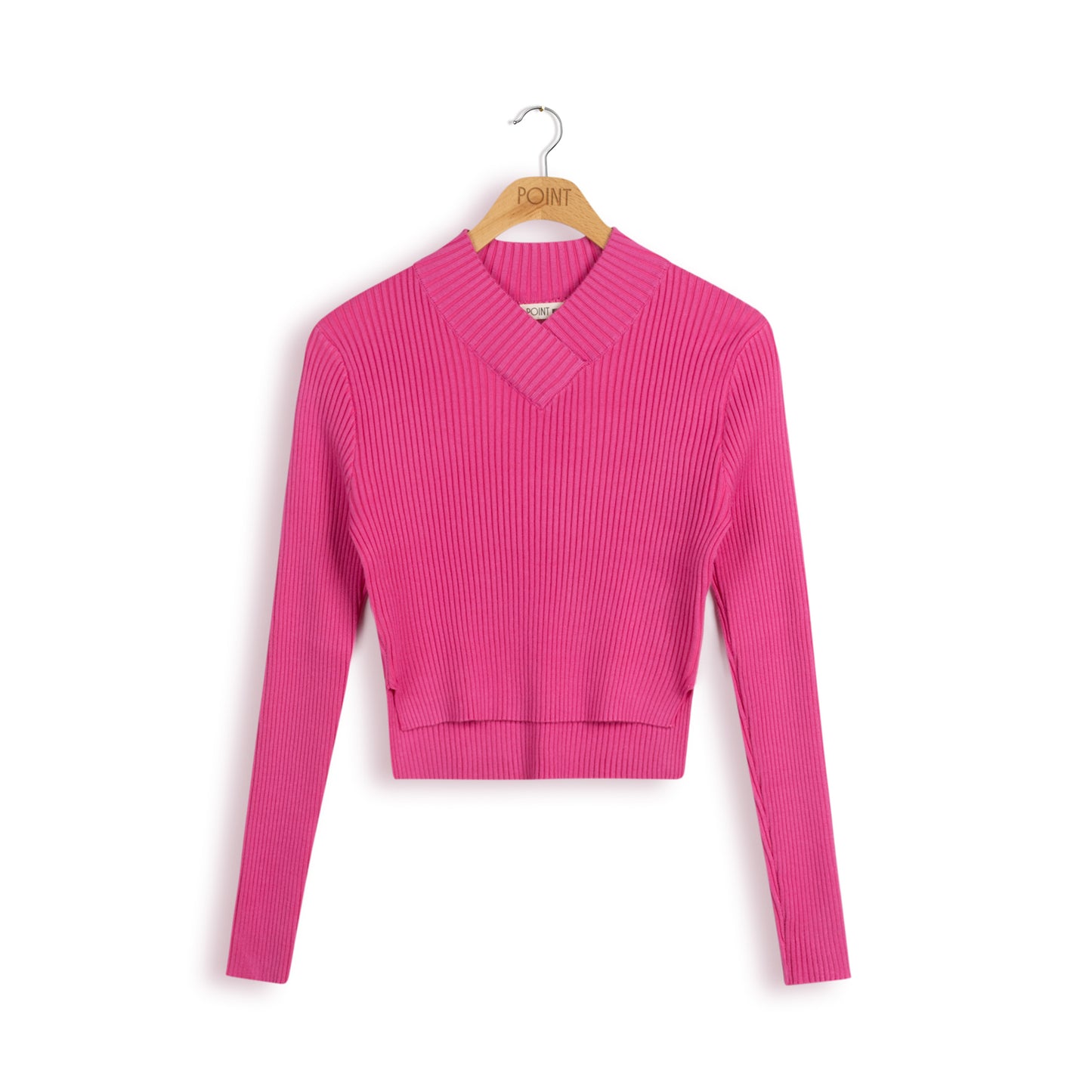 point vneck cropped sweater
