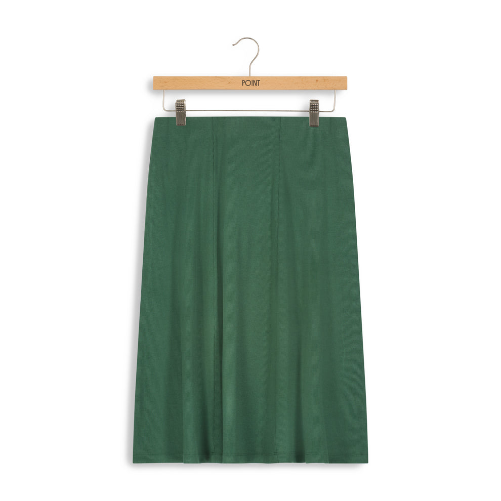 Point ribbed knee length panel skirt