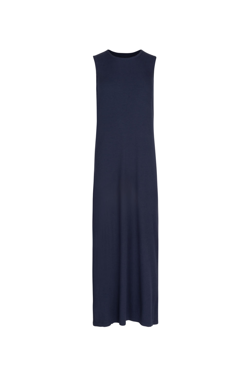 point sleeveless crewneck straight dress
