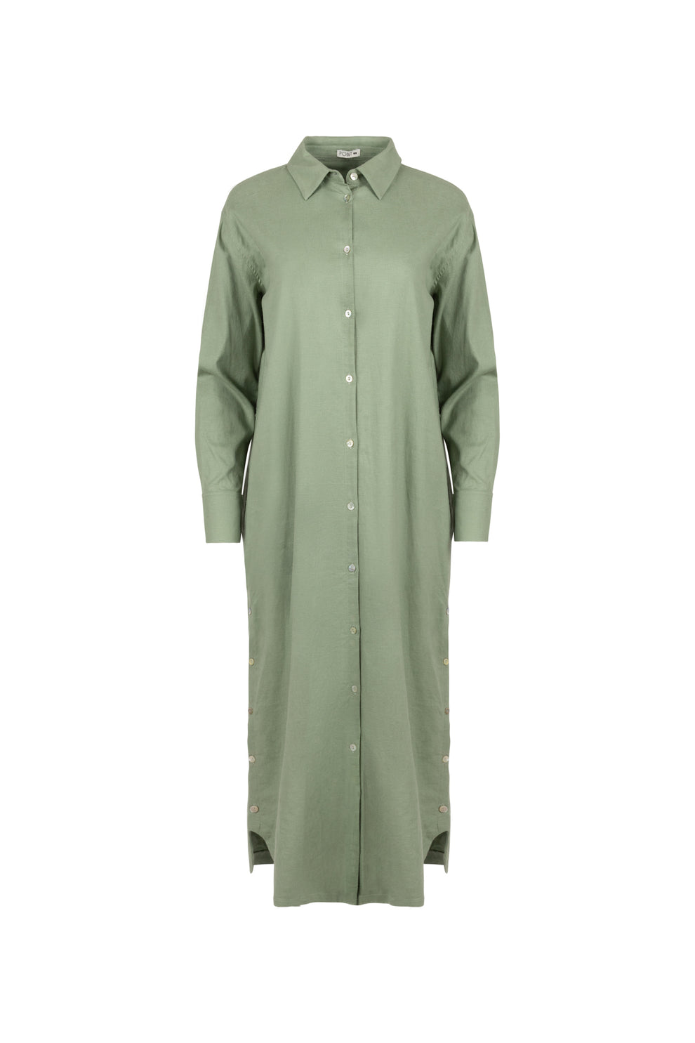 olive green linen shirt dress Rhiona Linen Shirt Dress