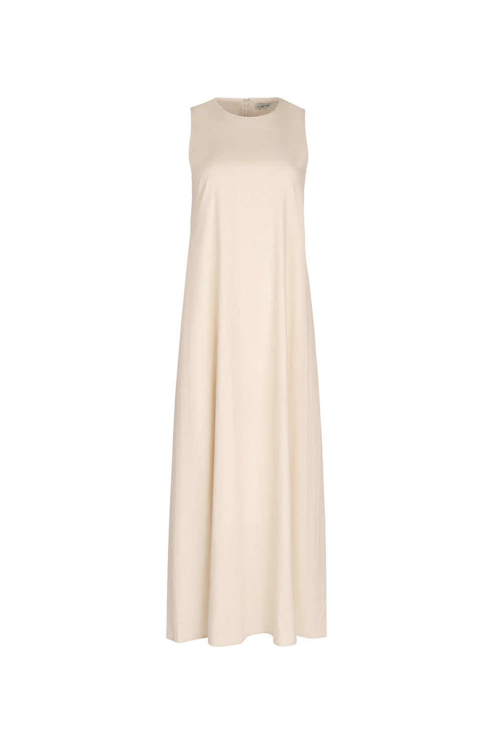 Point Linen Crew Neck Maxi Dress