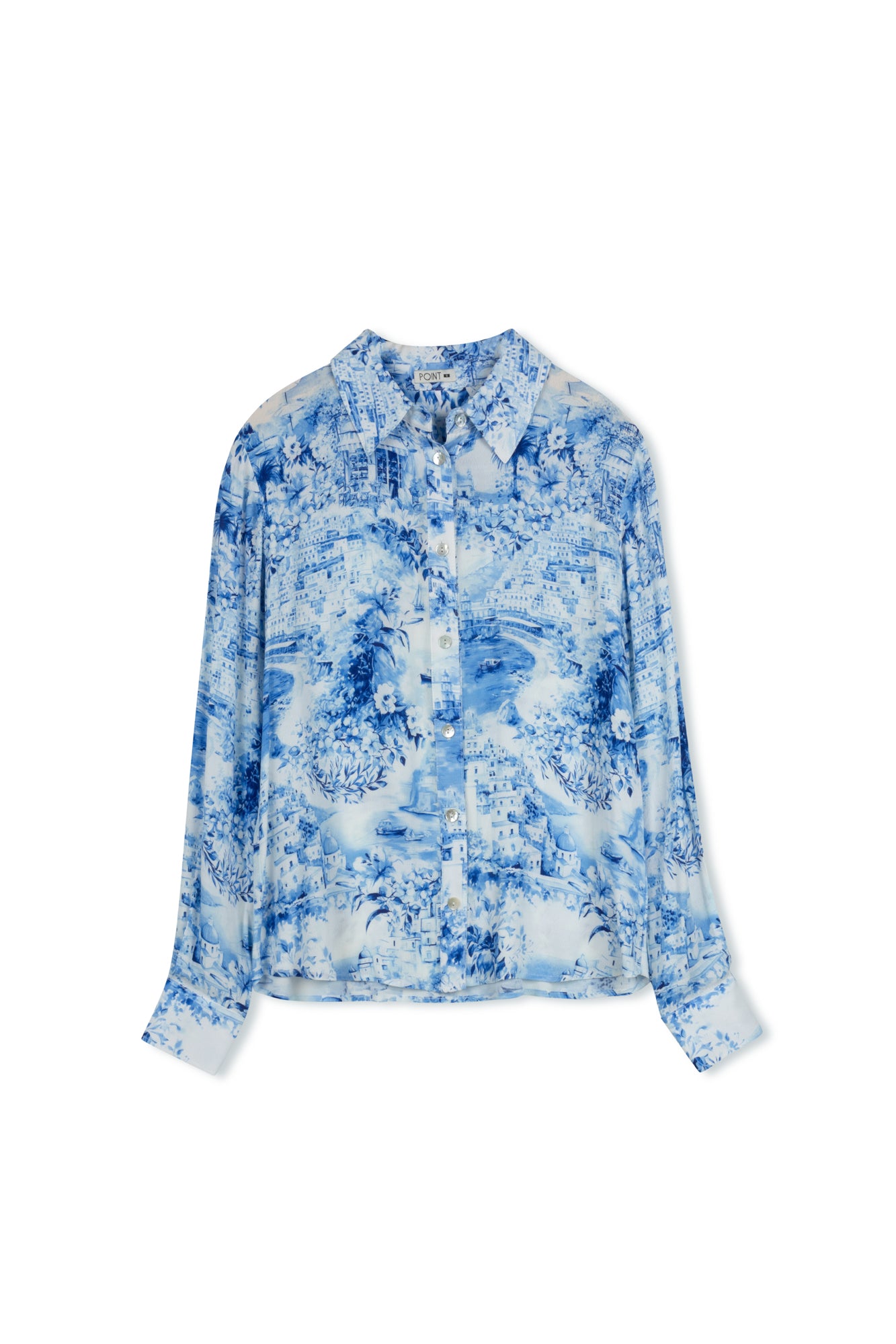 POINT GEORGETTE BUTTON UP BLOUSE
