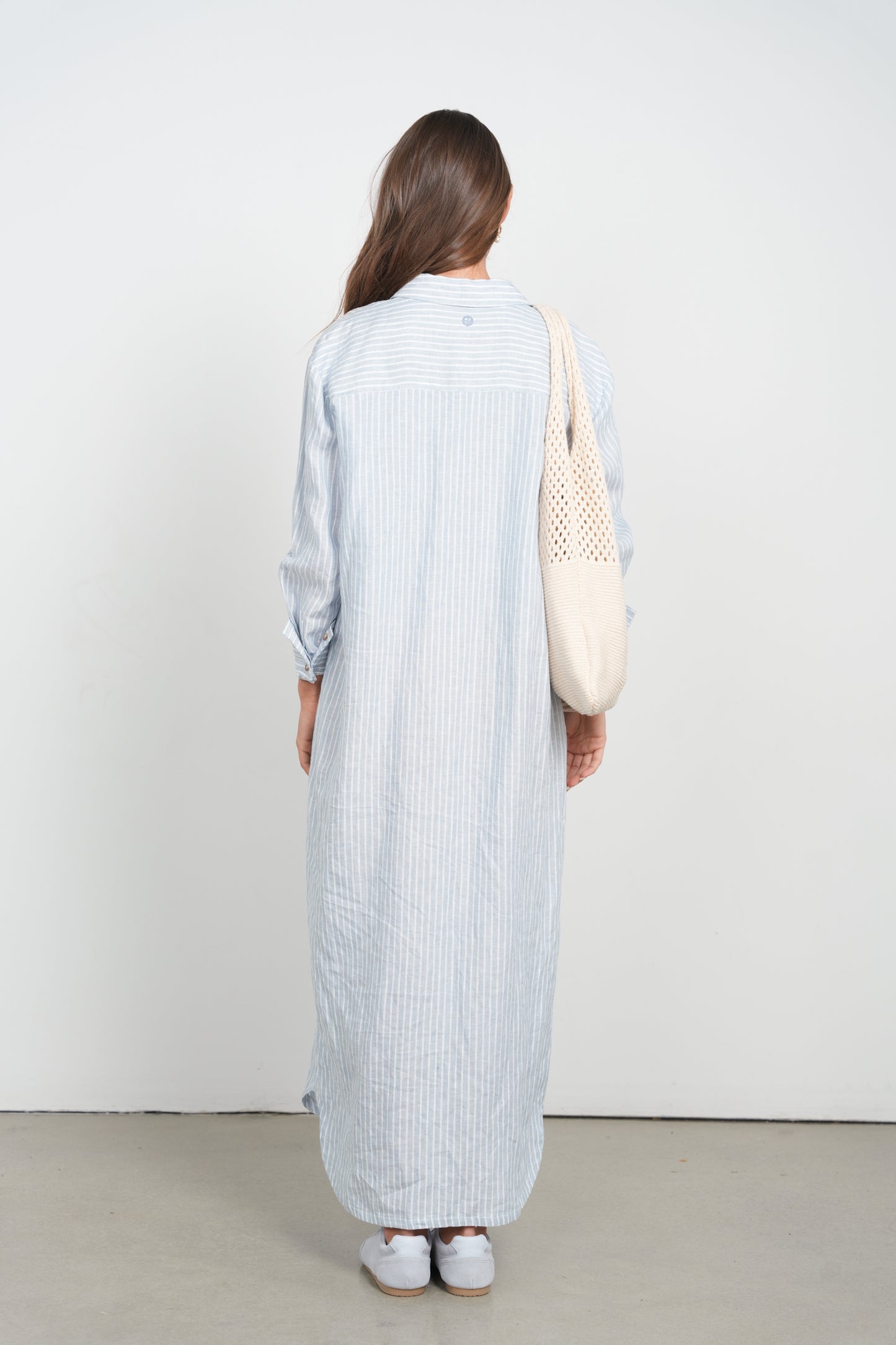 POINT STRIPE LINEN DRESS