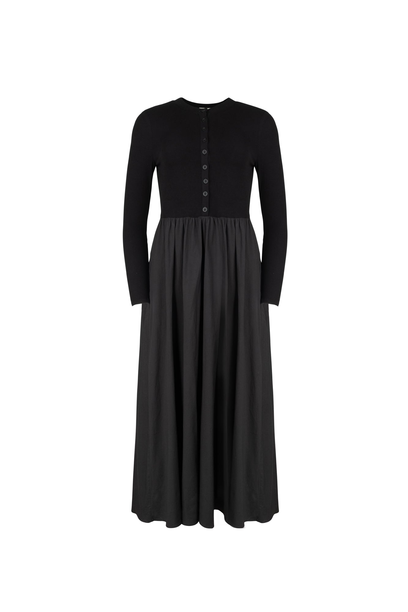 POINT MIXED POPLIN DRESS