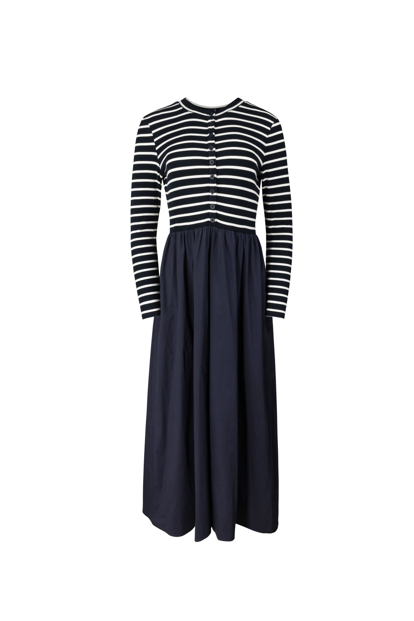 POINT MIXED POPLIN DRESS