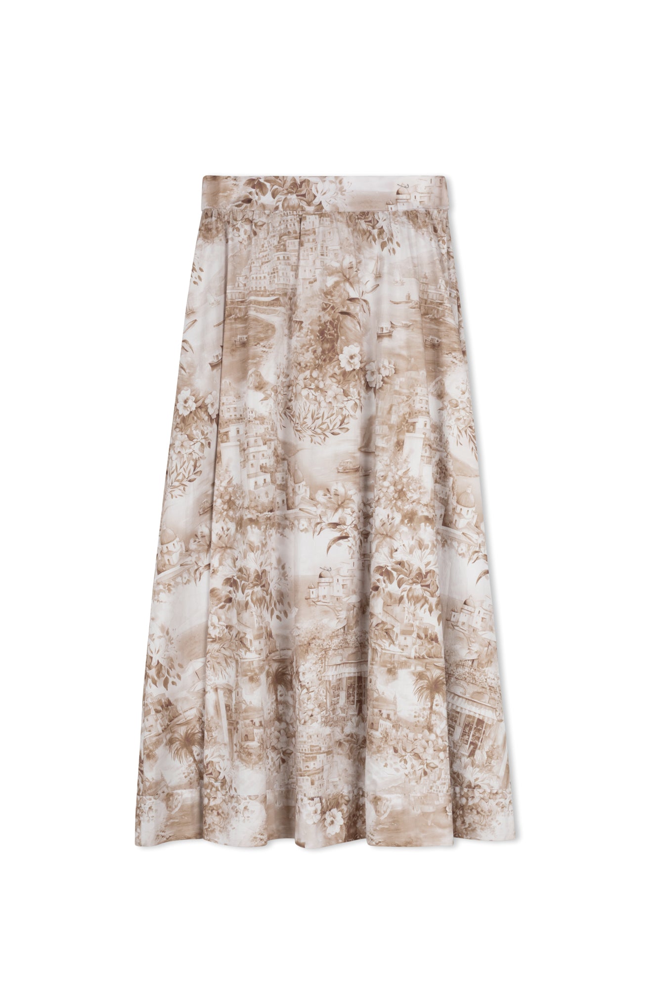 POINT PRINTED POPLIN MAXI SKIRT