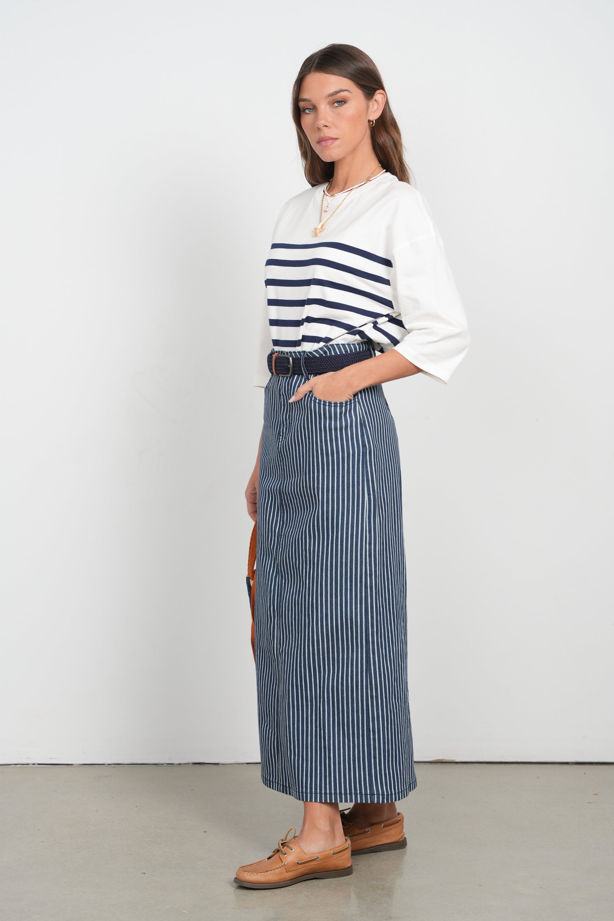 POINT X HD STRIPED MAXI SKIRT