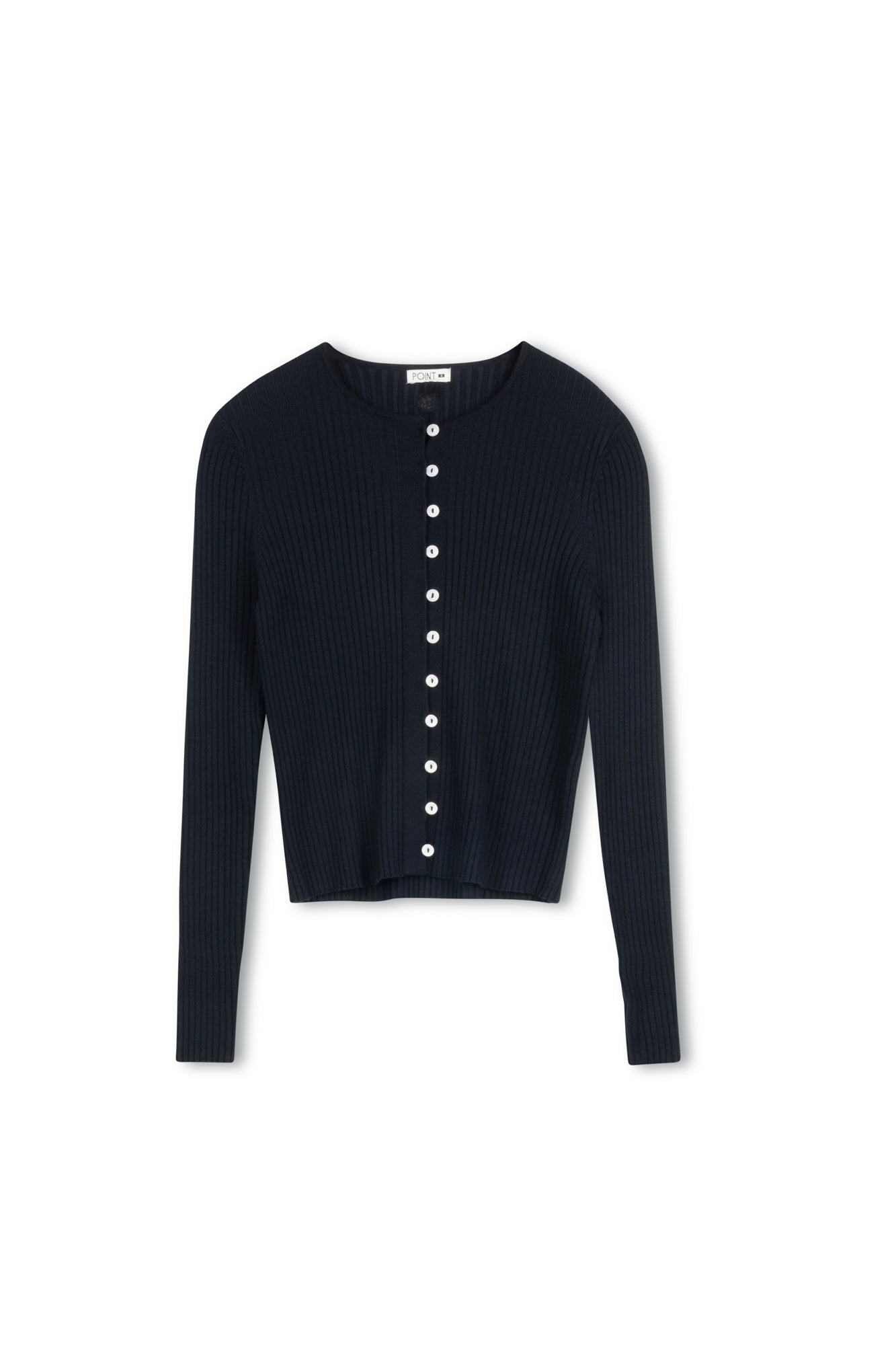 POINT RIBBED KNIT CARDI