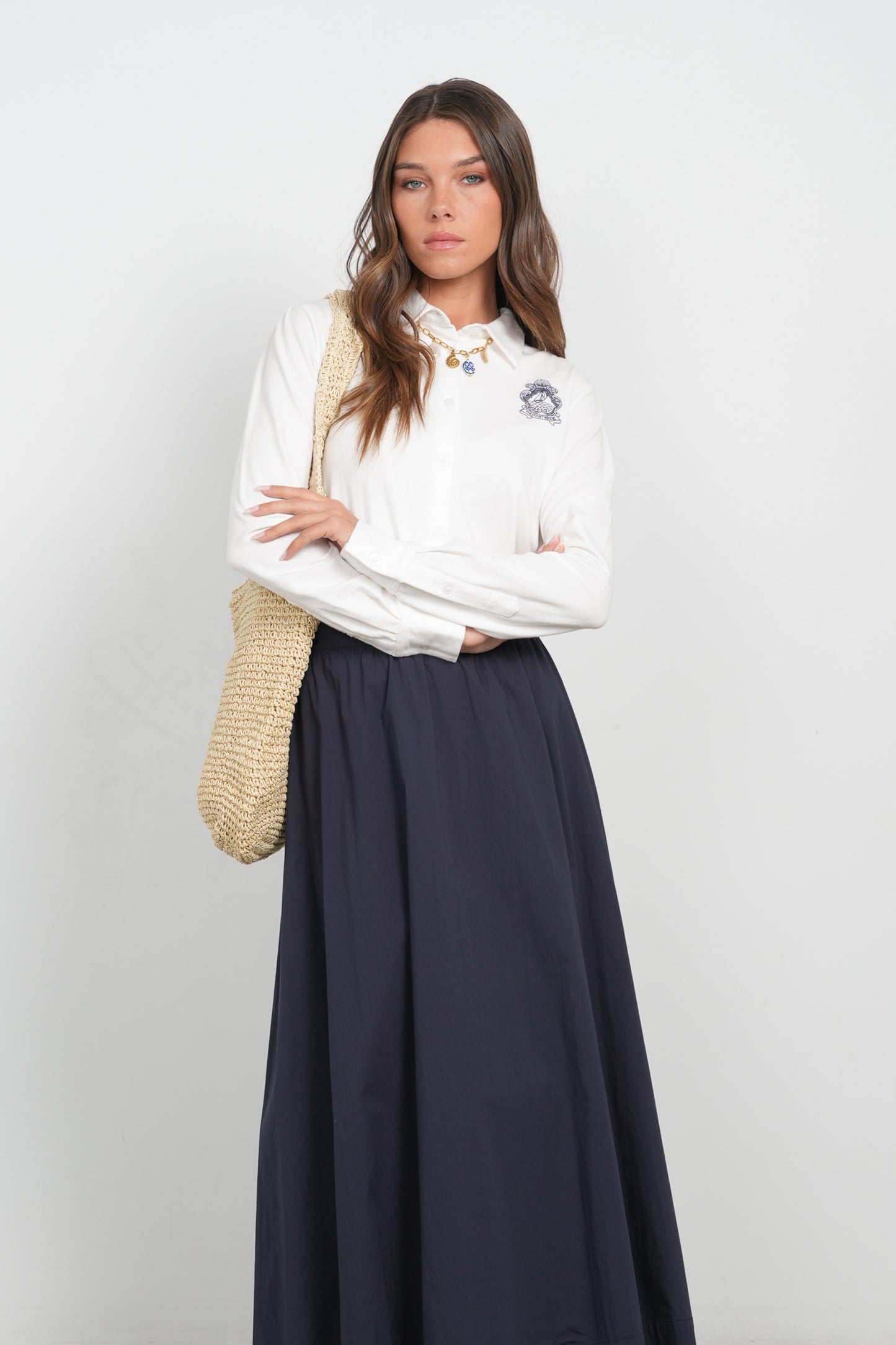 POINT KNIT BUTTON UP SHIRT