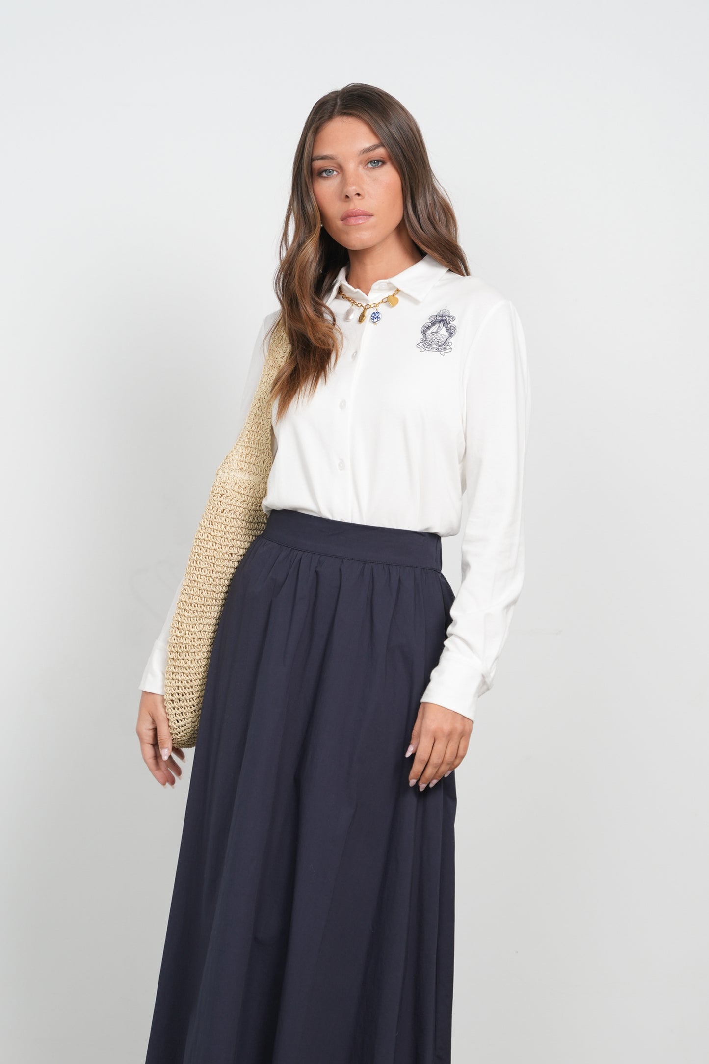 POINT KNIT BUTTON UP SHIRT