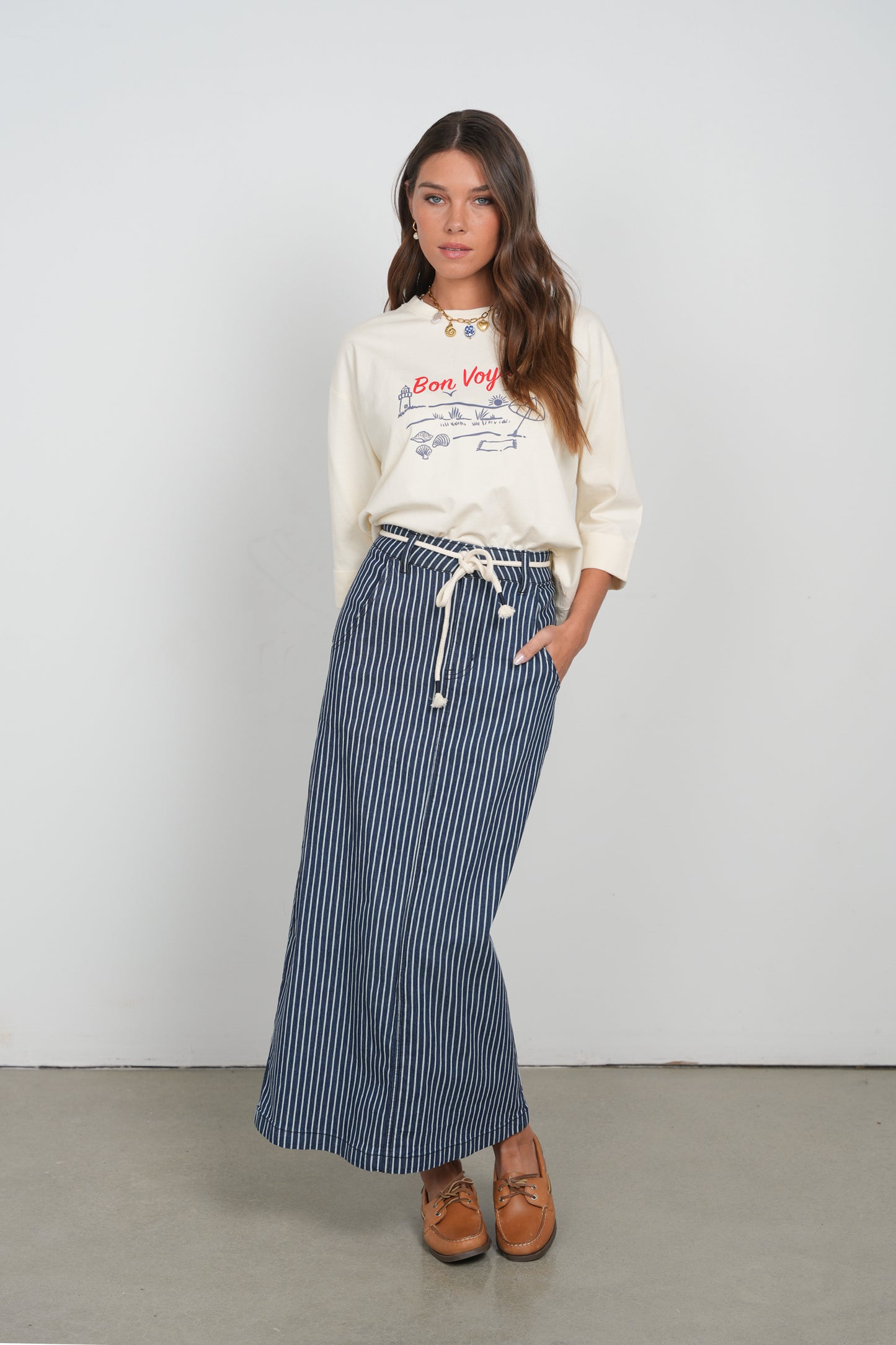 POINT X HD STRIPED SKIRT W/ ROPE BELT