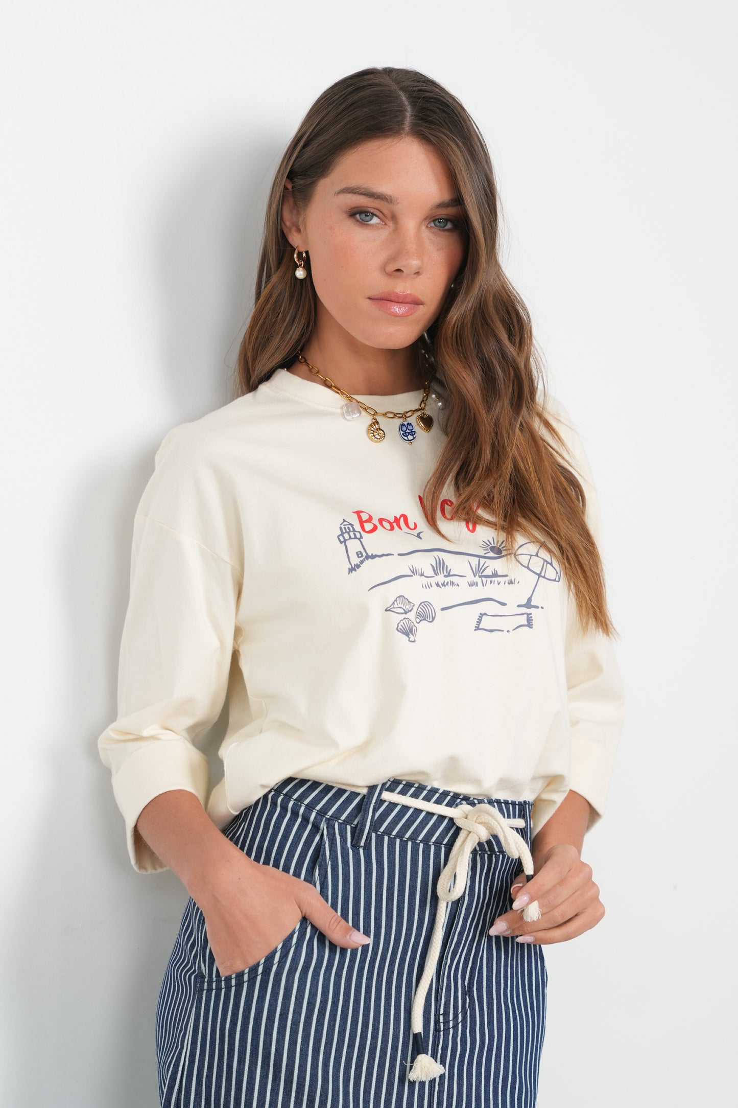 POINT GRAPHIC ROLL CUFF TEE