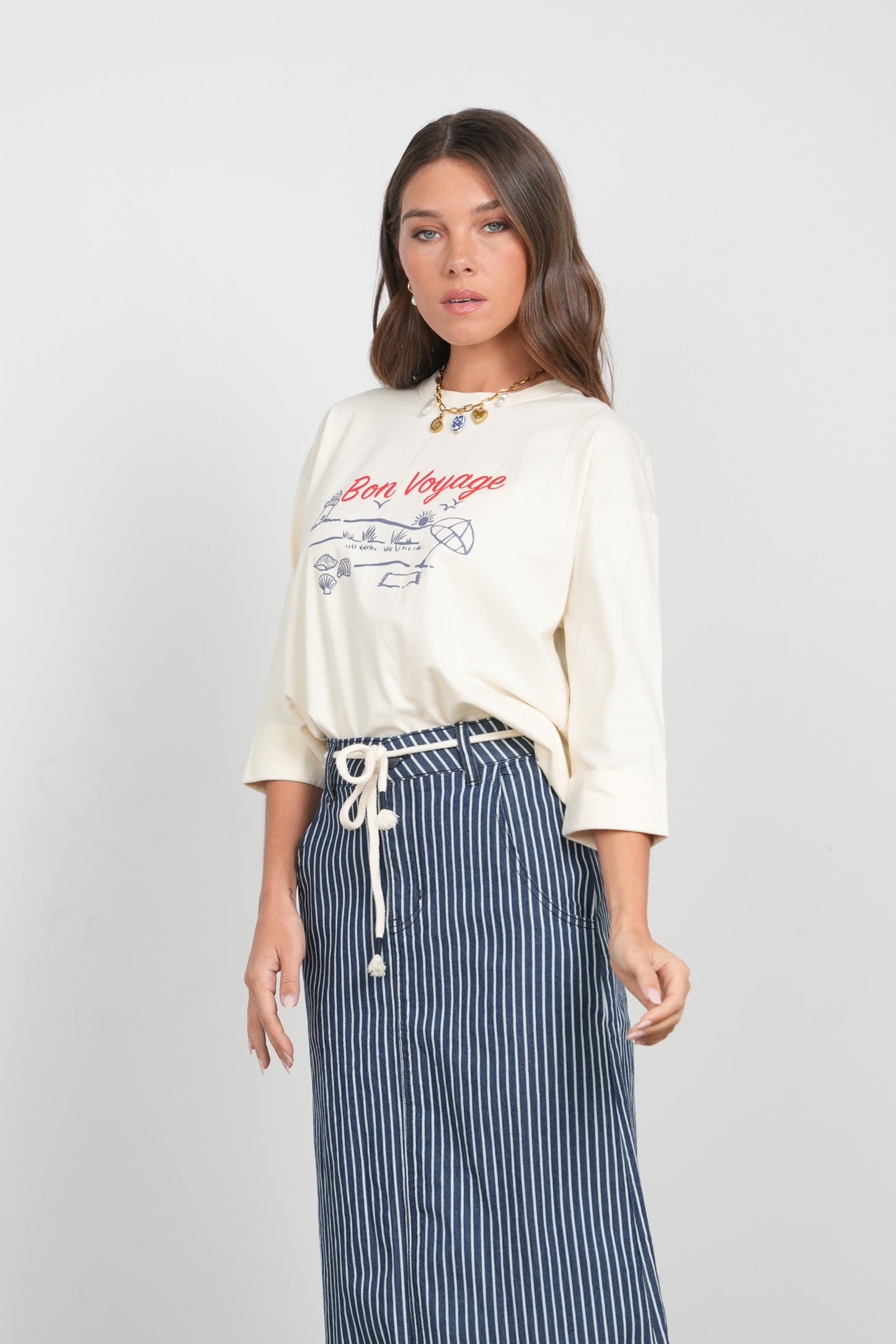 POINT GRAPHIC ROLL CUFF TEE