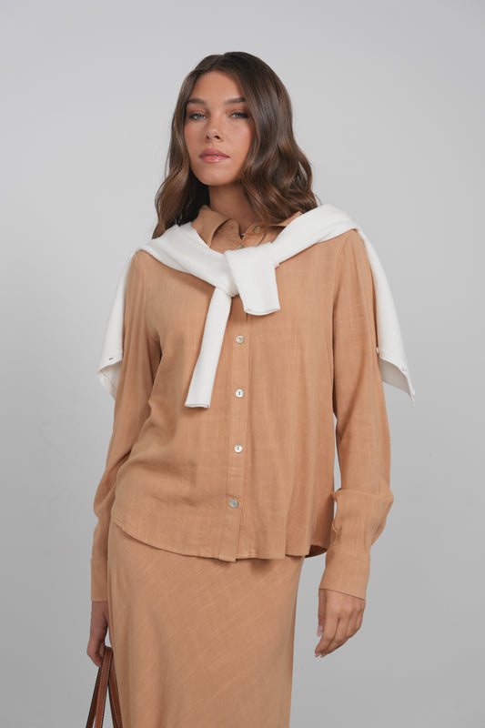 POINT LINEN BUTTON UP SHIRT