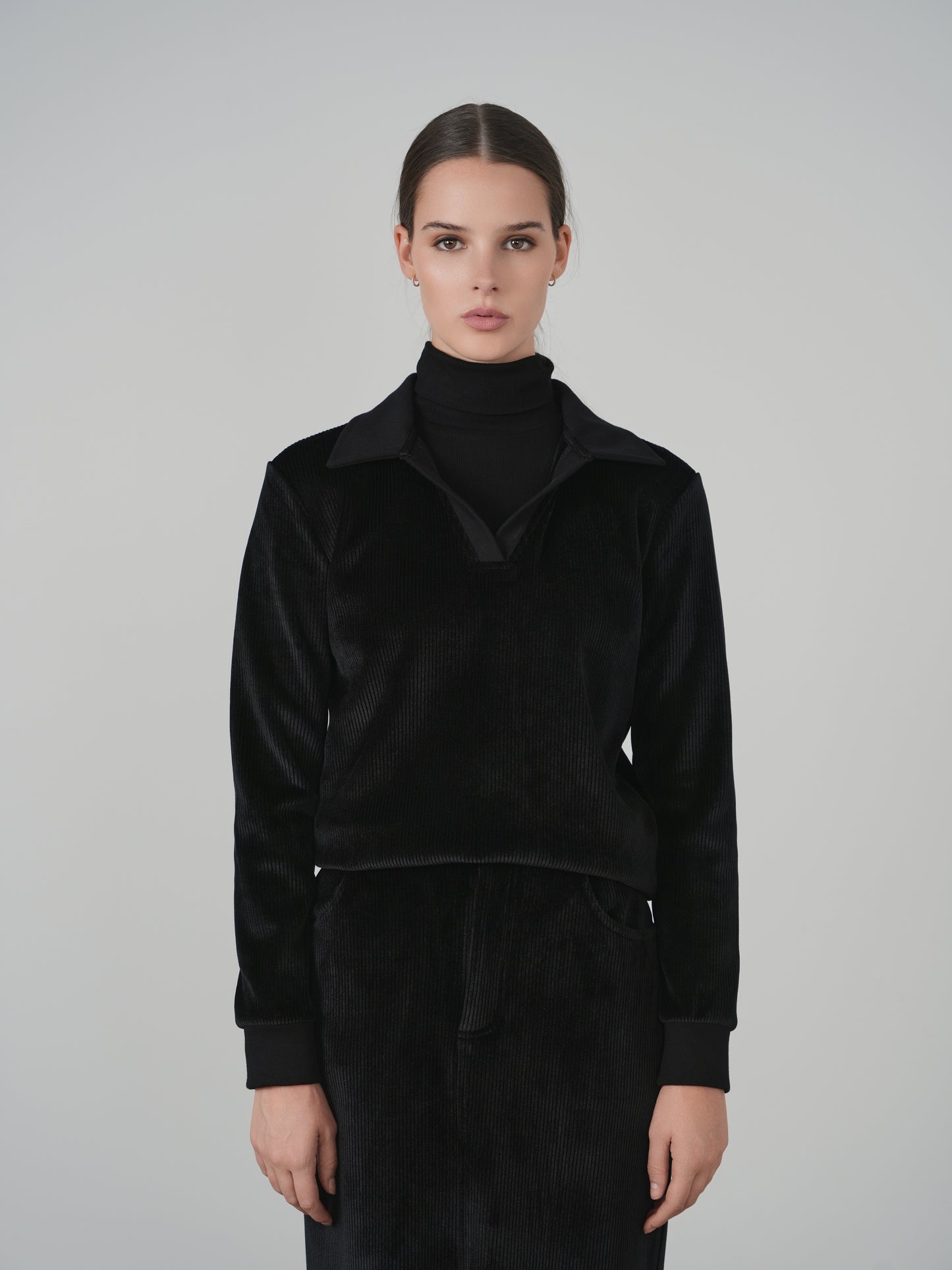 Point Ribbed Velour Polo