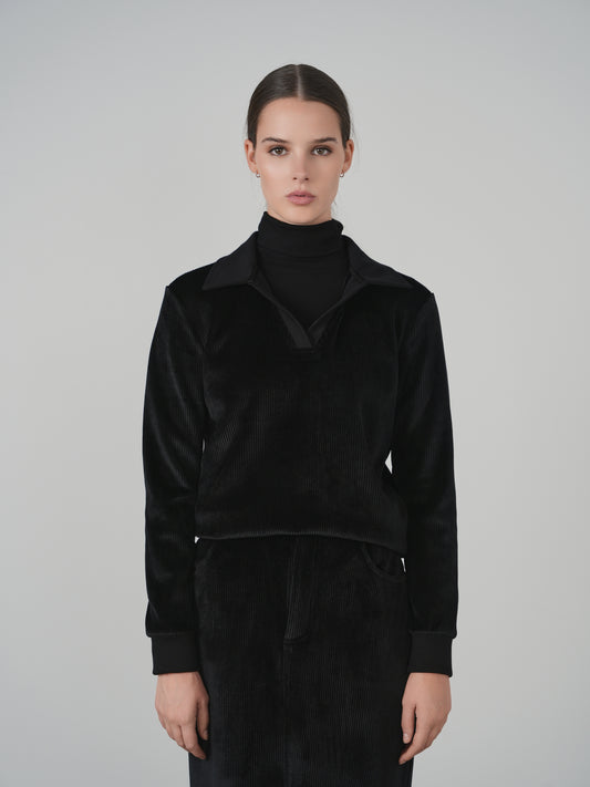 Point Ribbed Velour Polo