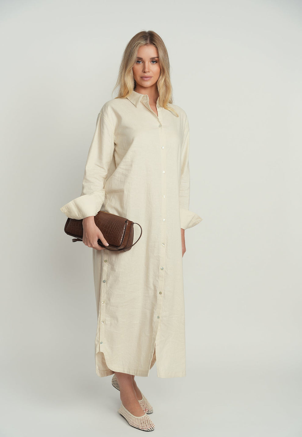 Point Linen Shirt Dress