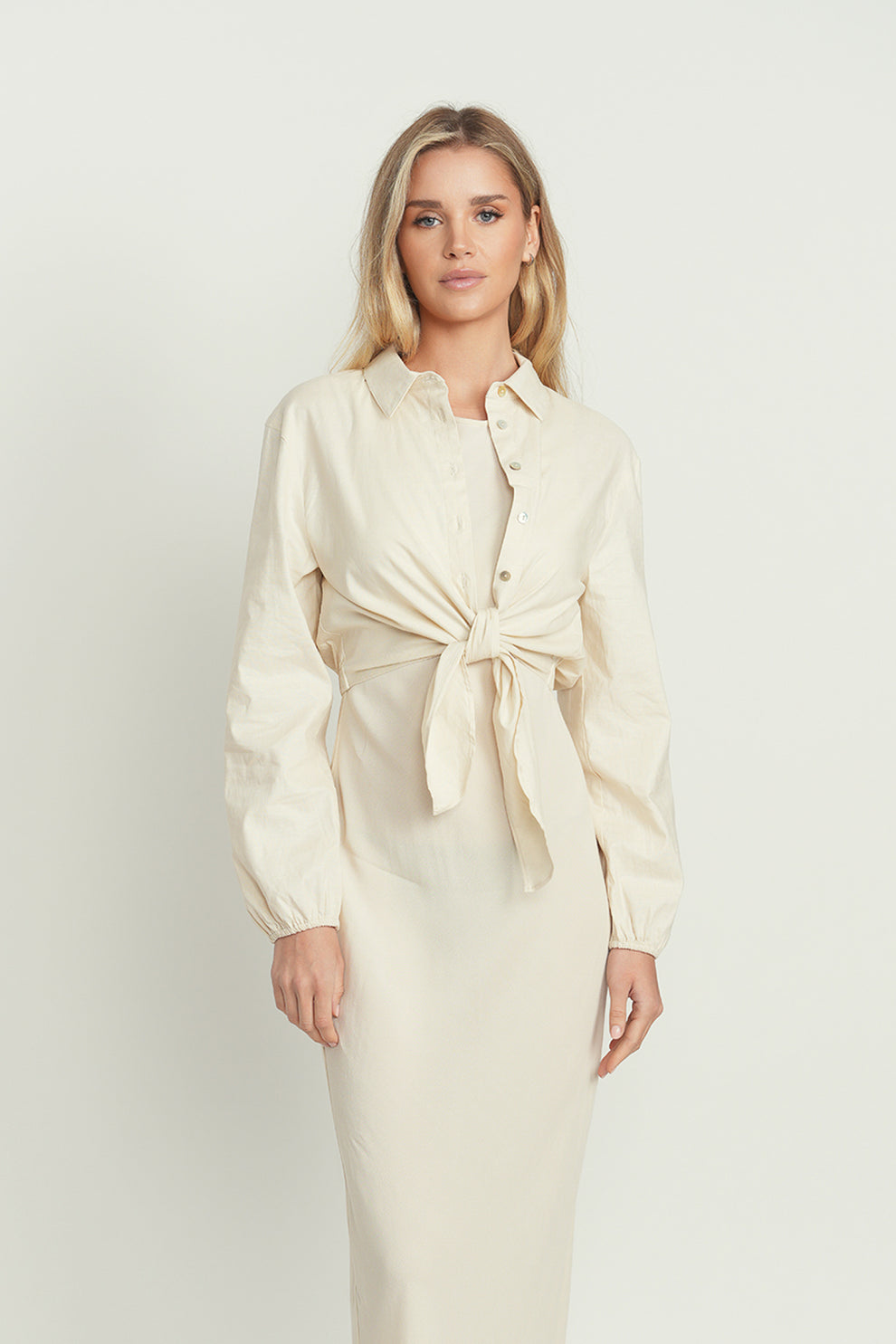 tie front shirt dress Point tie front shirt