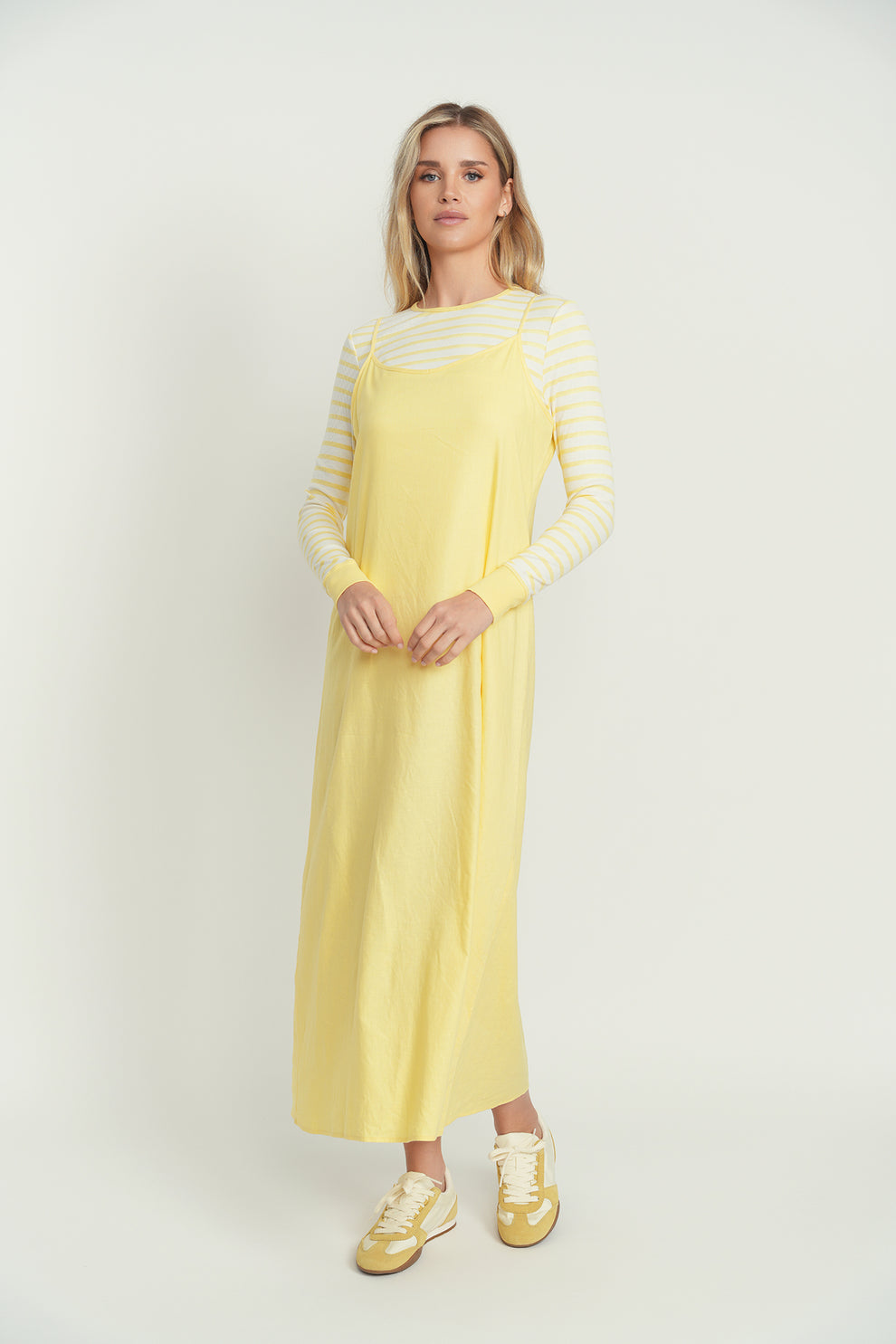 Point Linen A-Line Slip Dress