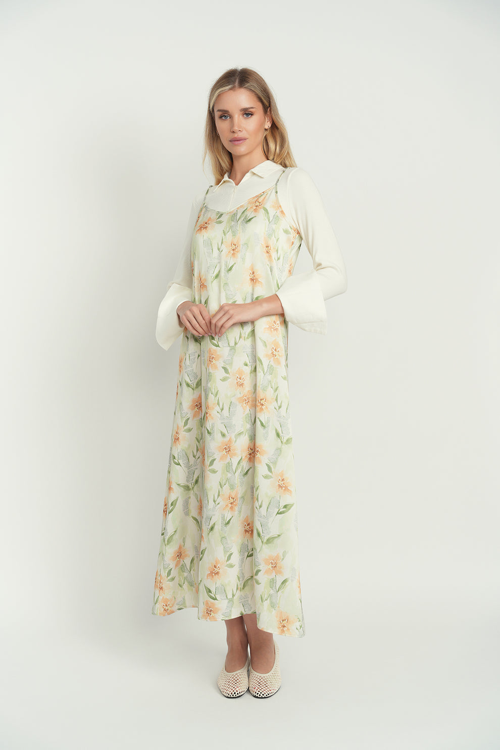Point Satin A-Line Slip Dress