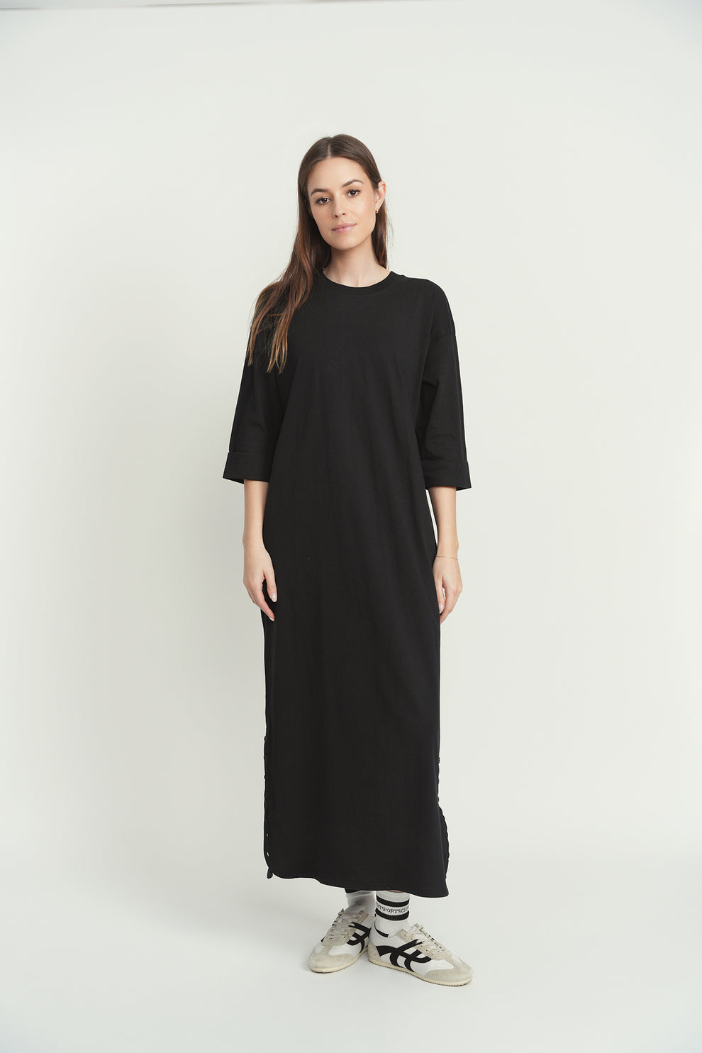 Point 3/4 Sleeve Maxi Dress