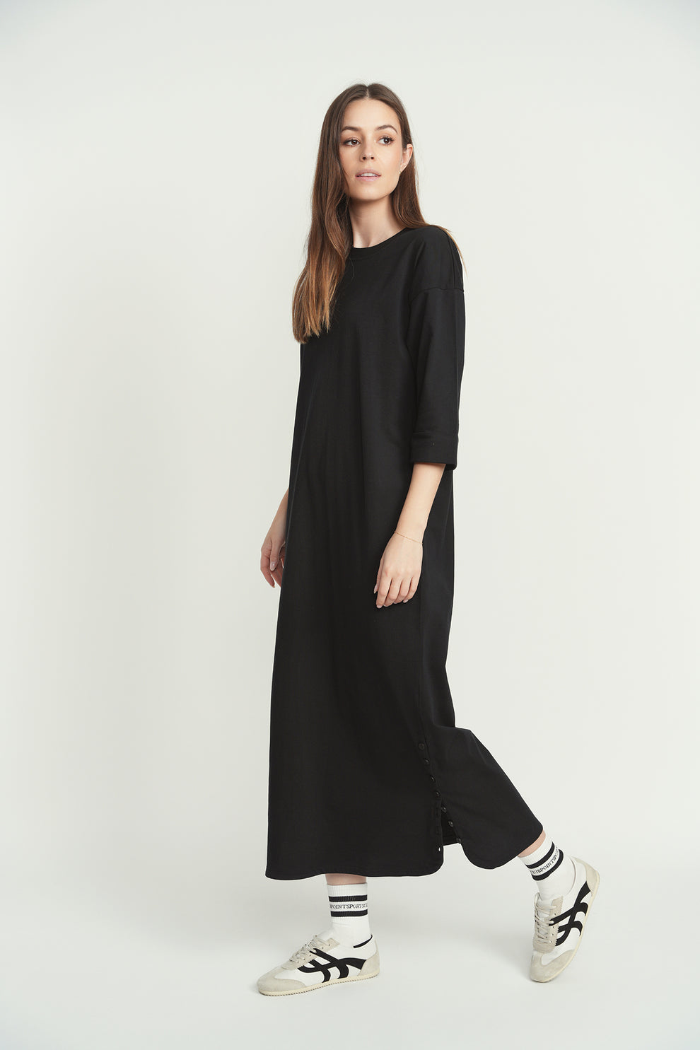 white christmas dresses Point 3/4 Sleeve Maxi Dress