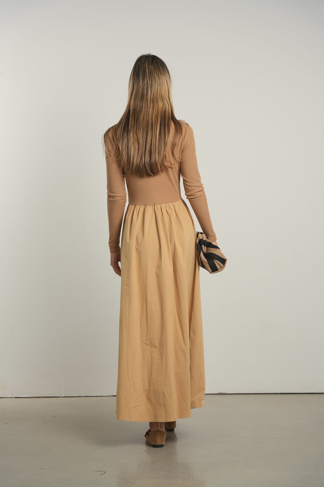 POINT MIXED POPLIN DRESS