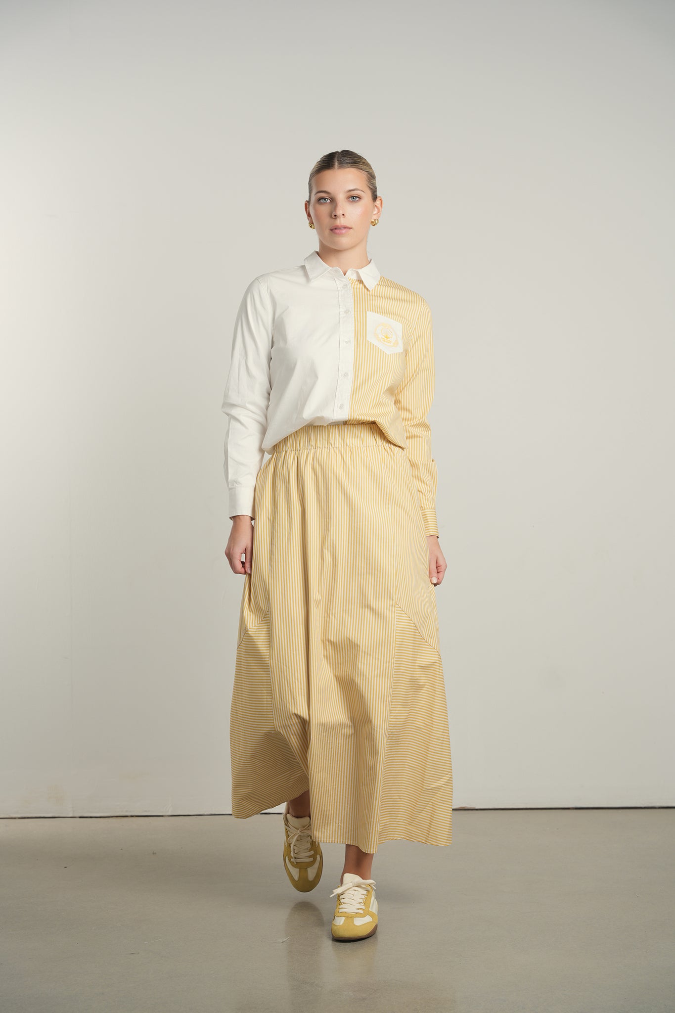 POINT STRIPE POPLIN SKIRT