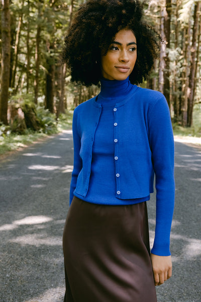 point rib cropped cardigan