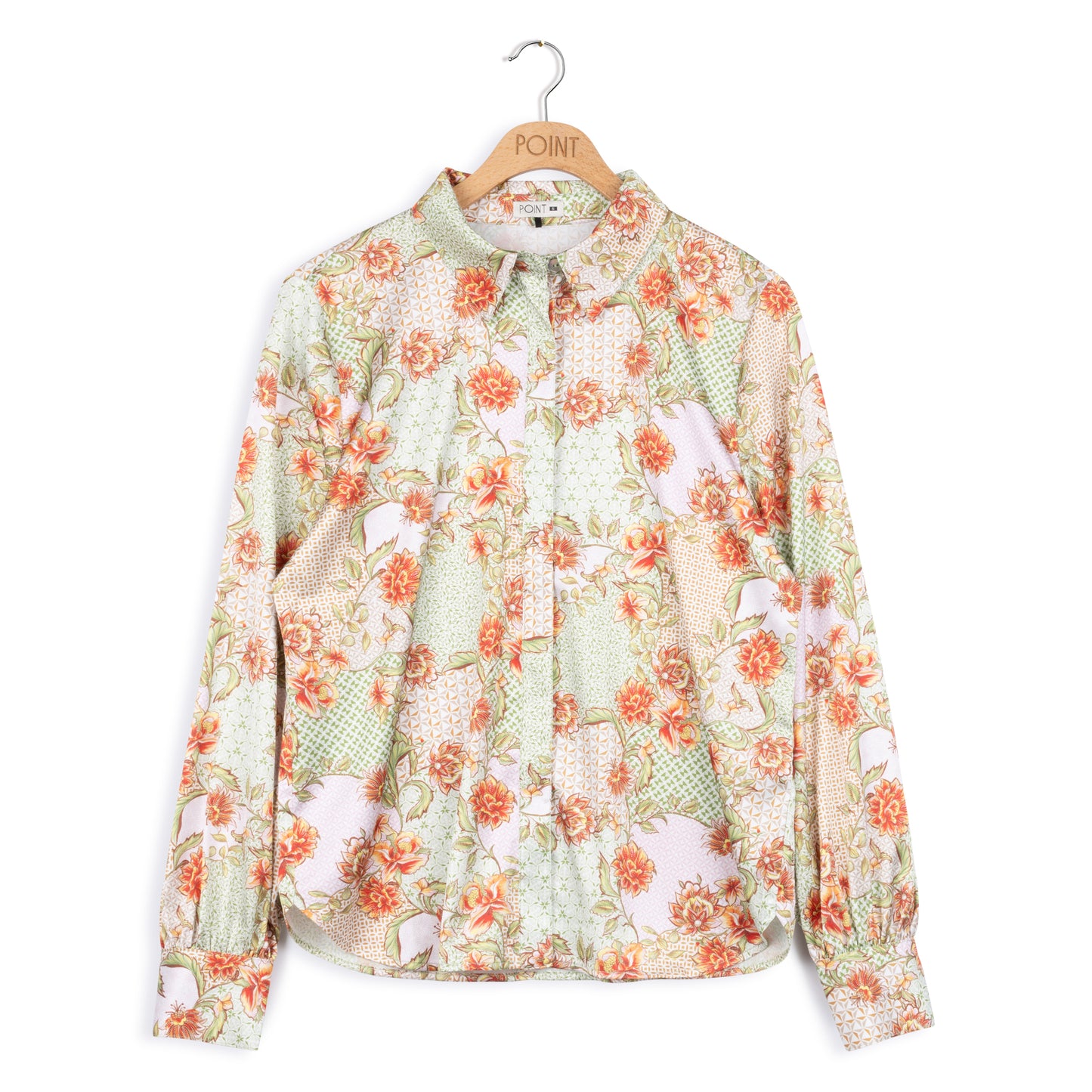 point printed satin blouse