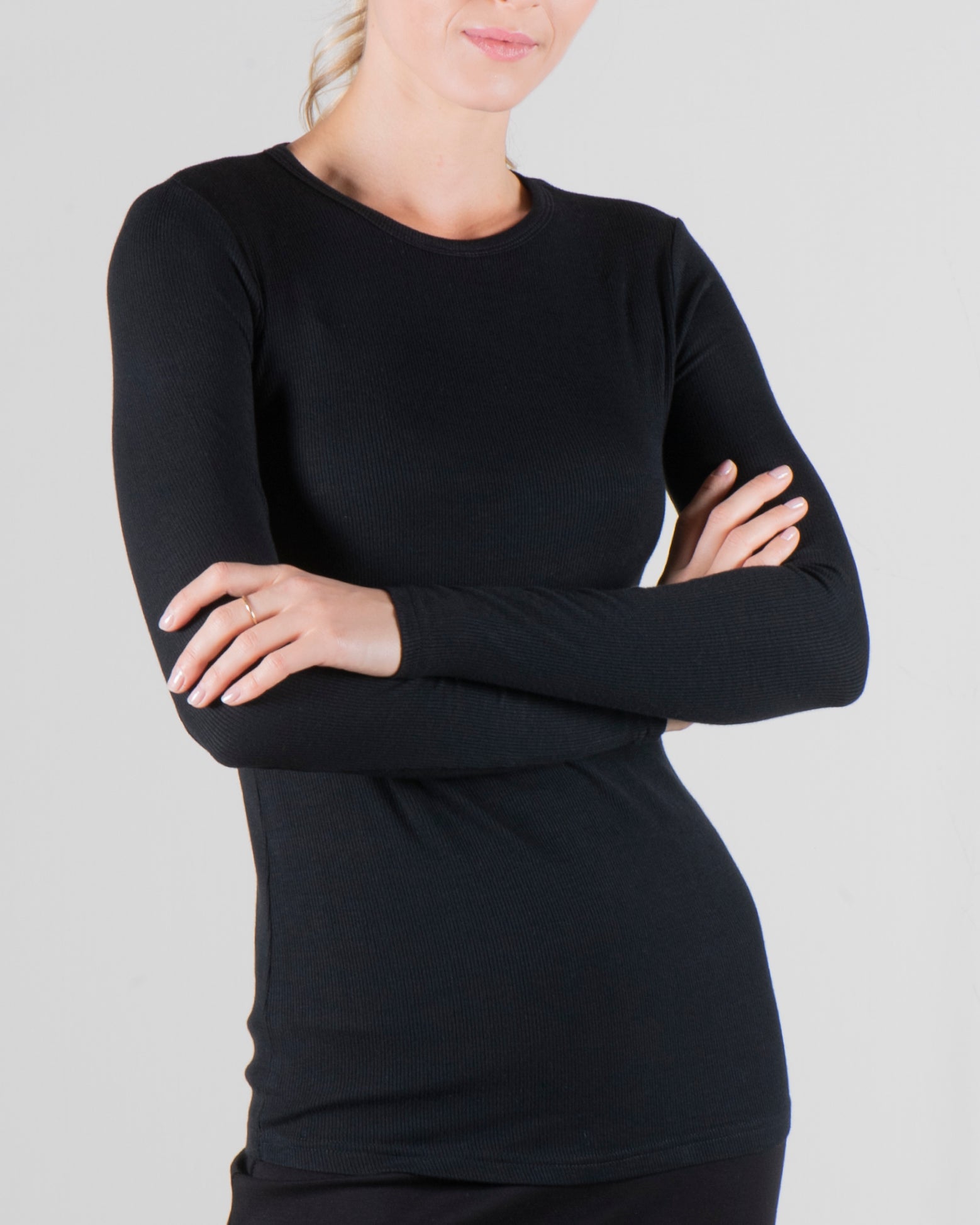 basic crew ribbed long sleeve top