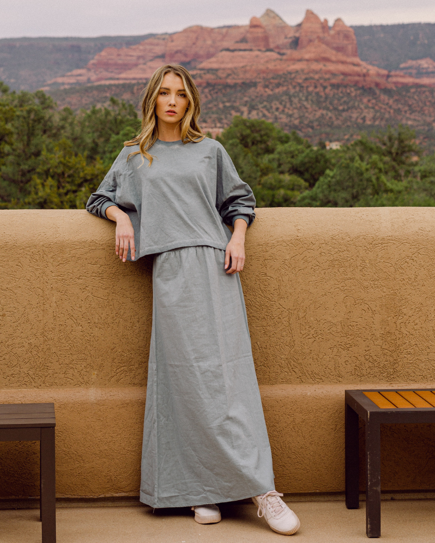 aline maxi dress Point linen aline maxi