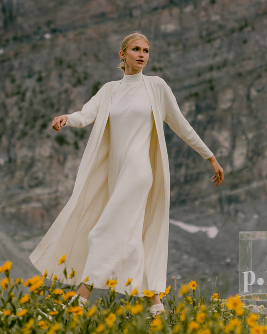 Point rib knit maxi cardigan